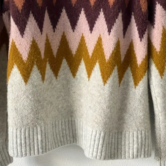 Madewell Womens Fair Isle Sweater Chevron Wool Alpaca Stretch Knit Size Medium - Picture 7 of 10